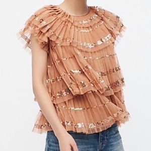 J. Crew Collection Sequin Tiered Tulle Blouse